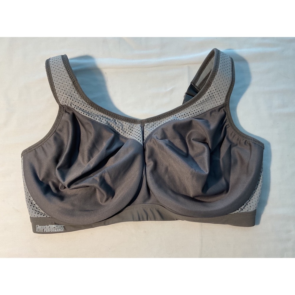 Glamorise Sport Elite Performance Bra Gray Mesh High Impact 36F 10662